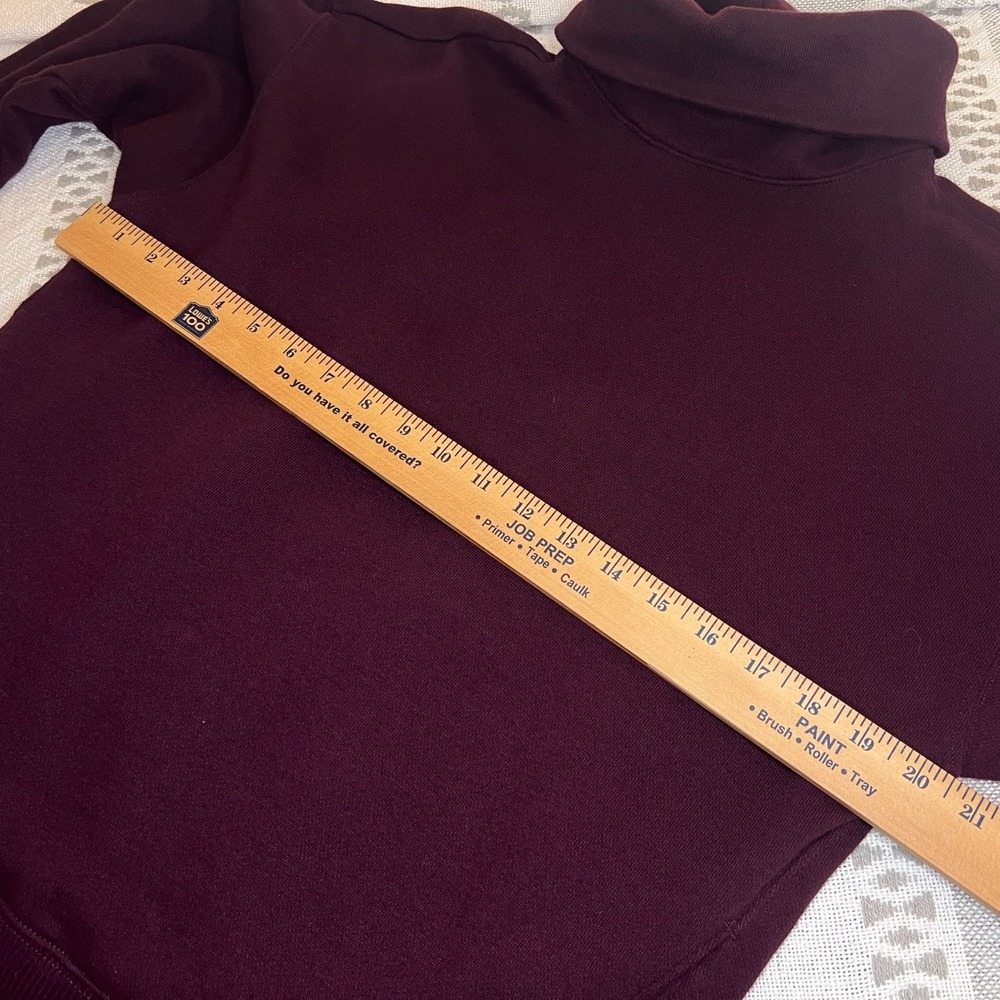Aerie Roll Neck Sweater XS Burgundy Cabincore Fisherman Cozy Pockets Pullover - Picture 9 of 9